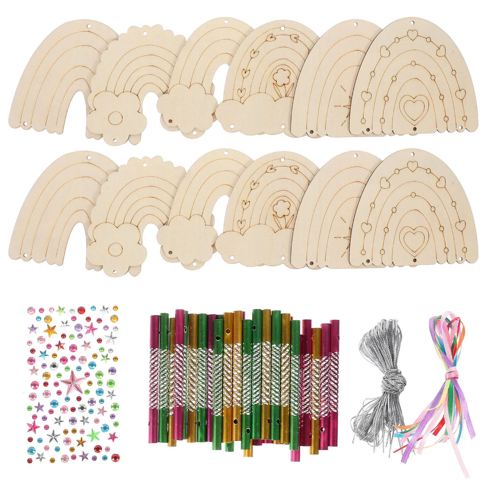 

1Set DIY Wooden Wind Chime Kit Colorful Tubes Outdoor Indoor Decor Handmade Ornament Wood Wind Chimes Unfinished