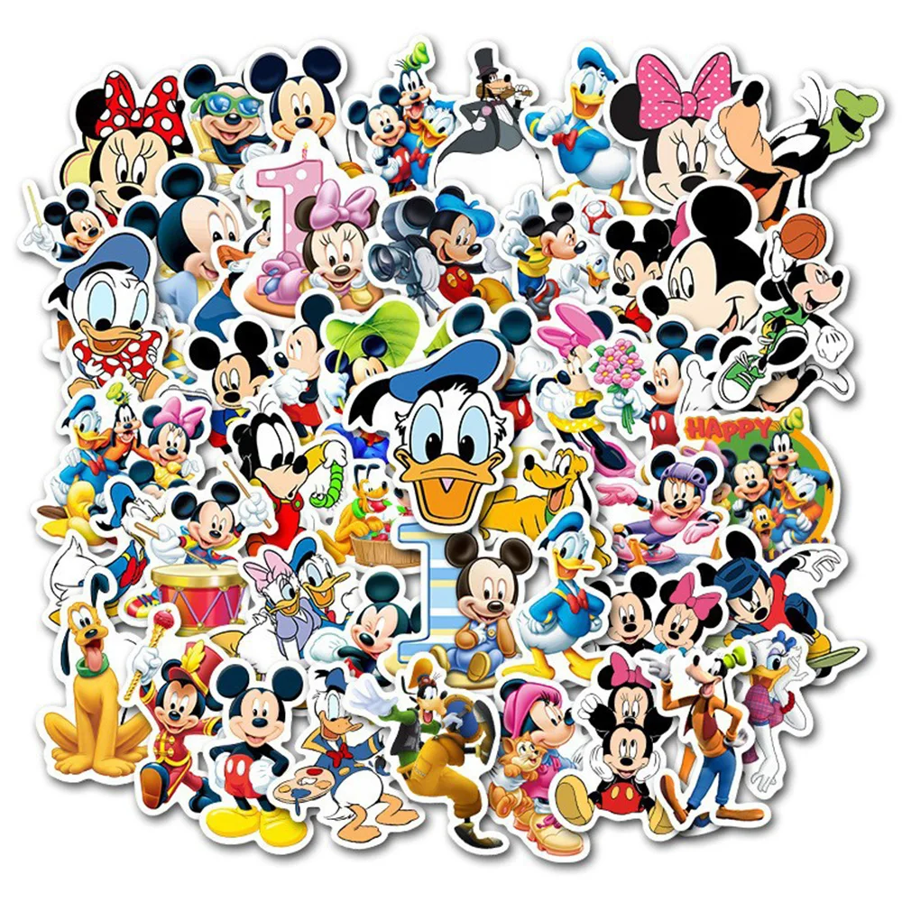 10/30/50 Uds. Pegatinas de Disney de Mickey Mouse y Pato Donald, Divertidas Pegatinas de Anime y Graffiti para Teléfono, Patineta, Cuaderno, Calcomanías Decorativas