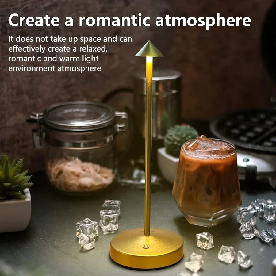 Metal Touch Sensor LED Table Lamp Rechargeable Desk Lamp 3 Color Creative Ambient Light Hotel Bar Bedroom Decoration Night Light