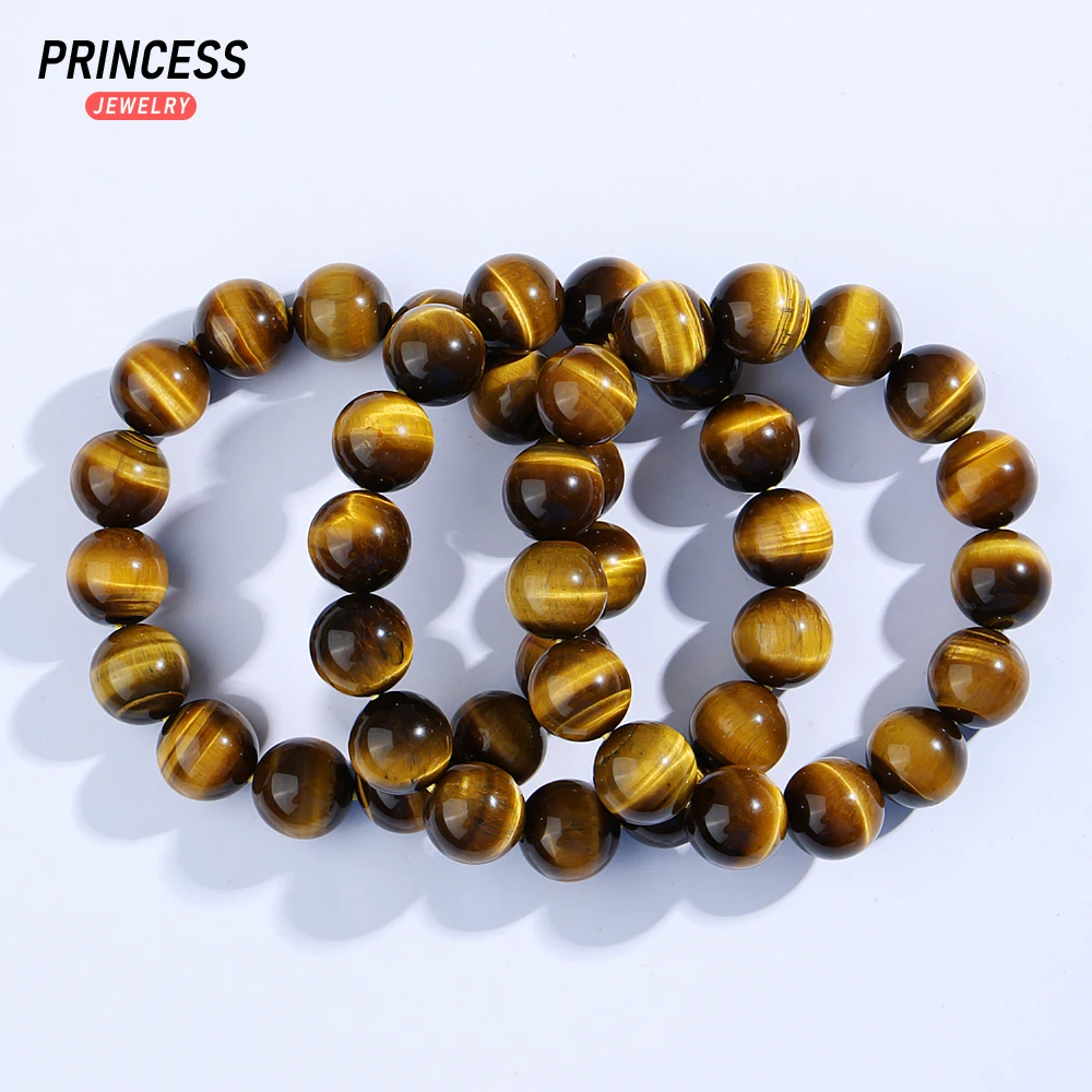 A++ Natural Brown Yellow Tiger Eye 14mm Bracelet Loose Beads for Jewelry Making Wholesale Stone Beads DIY Accessories