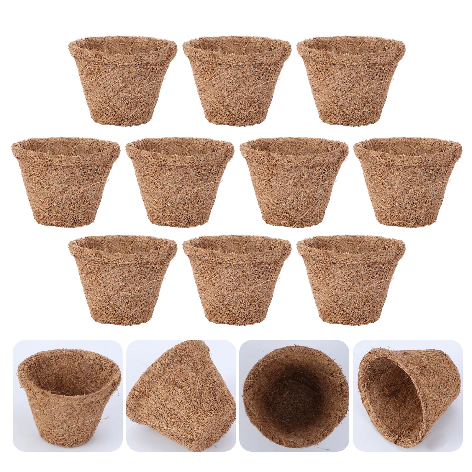 10 Pcs Coir Seedling Pot Plant Nursery Cup Gardening Starting Pots Container Flower Basket Plants