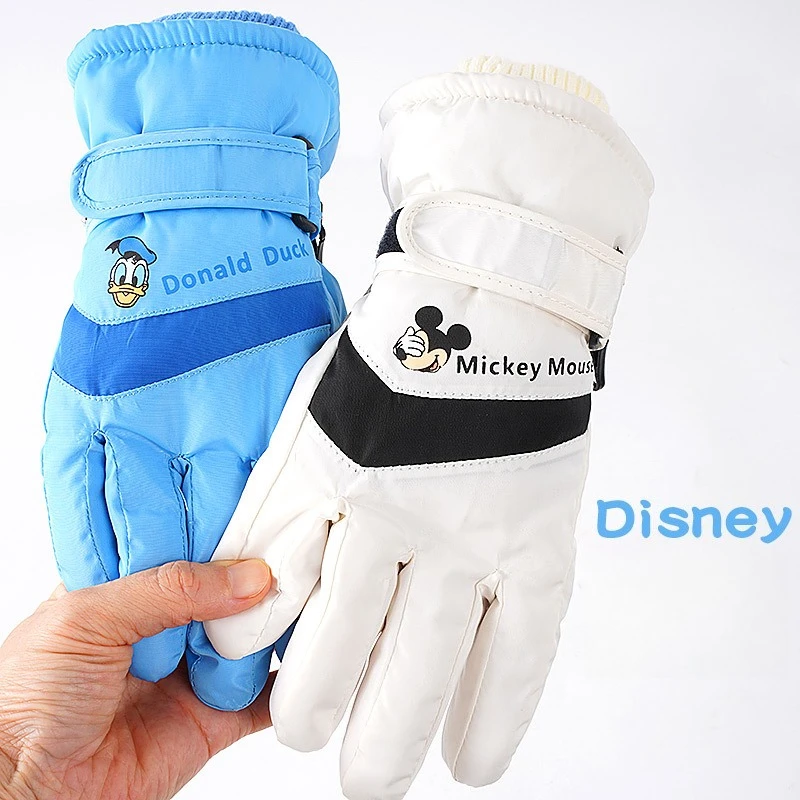 Miniso ディズニー子供用スキーグローブ冬プラスフリース防寒ガールズボーイズグローブミディアムビッグ子供 5 本指屋外