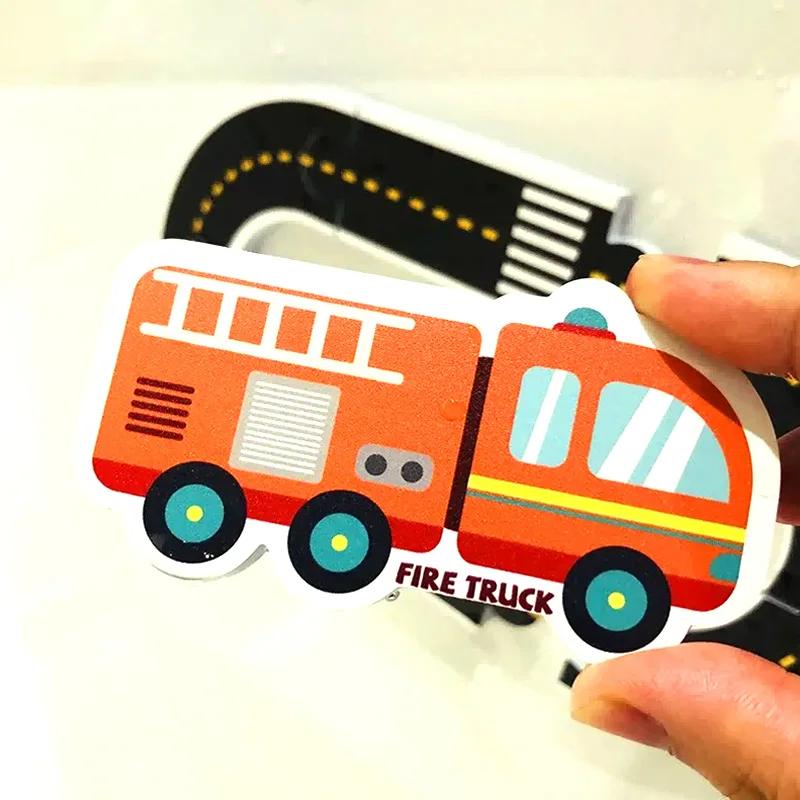 23 pièces de jouets de bain en vinyle, autocollants muraux, thème ville et circulation routière, puzzle de voies ferrées, pour 0-3 ans, 3-6 ans, 6-12 ans, 12 ans et plus, 14 ans et plus, avec fonction bain