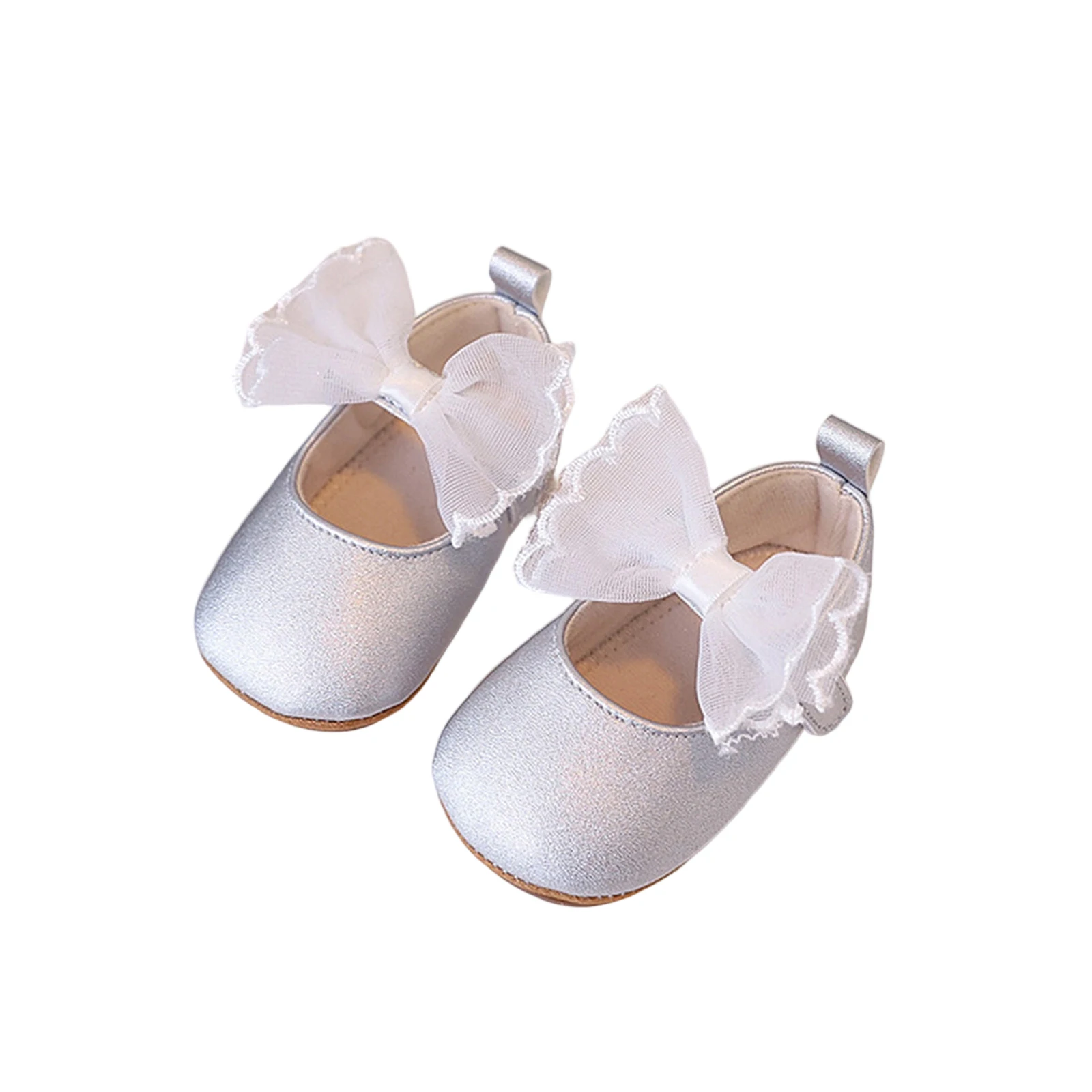 

Туфли Мэри Джейн для маленьких девочек от 0 до 18 месяцев, милые туфли с декоративным бантом из тюля для маленьких девочек, мягкая нескользящая подошва из искусственной кожи, обувь для первых прогулок