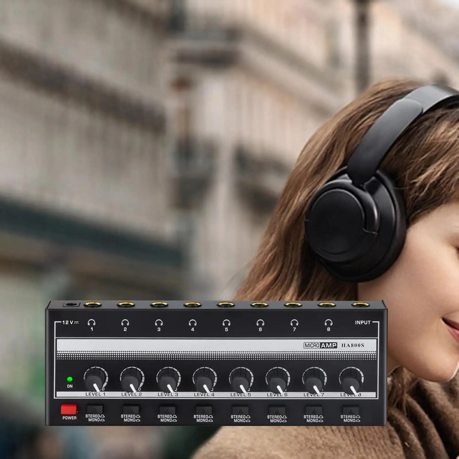 AMPLIFICADOR DE AURICULARES de 8 vías, conector de salida portátil, Ultra compacto, Mini amplificador divisor de auriculares para grabación en vivo y en estudio