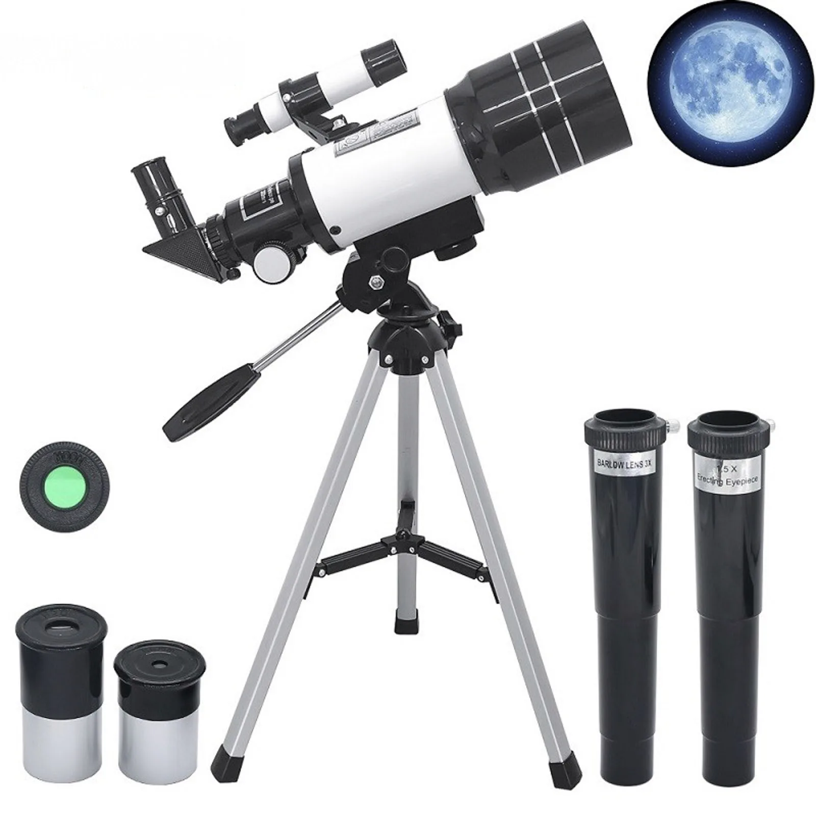 70mm Table Astronomical Telescope 150X Beginners Monocular Moon-watching Telescope with Tripod Child Birthday Gift Telescope