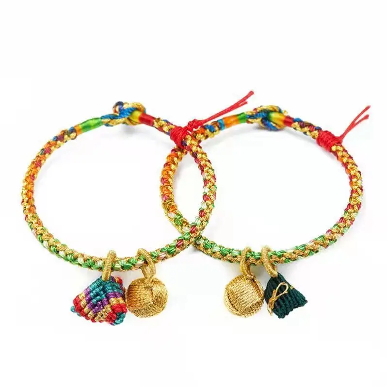 Original Dragon Boat Festival Colorful Rope Bracelet Kids Small Zongzi Handwoven Rope Girls Jewelry Festival Gift