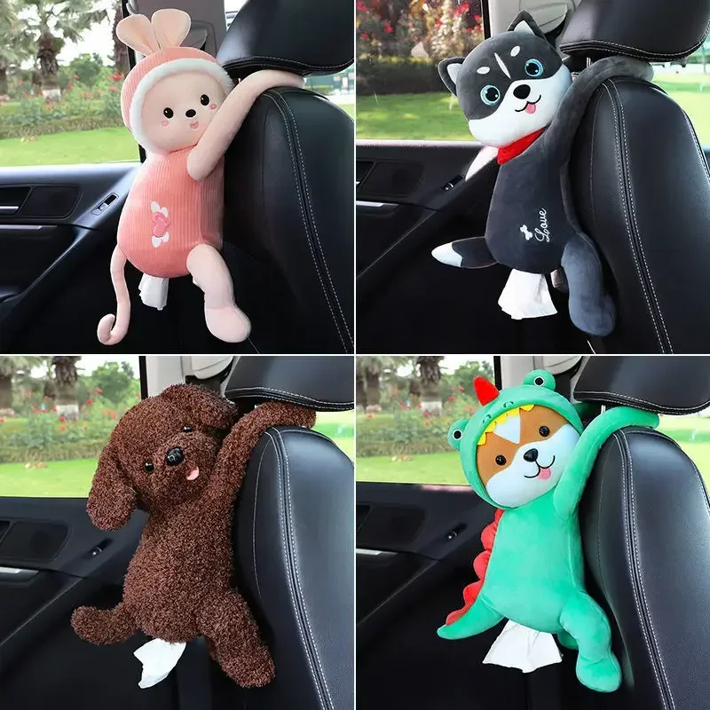 

Cute Cartoon Car Tissue Box Creative Lovely Rabbit Short Plush Tissue Box Holder for Car Armrest Car Seat Tissue Box