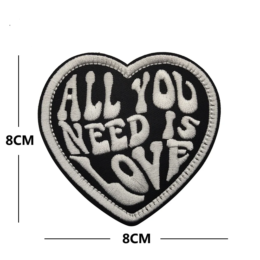 ALL YOU NEED IS LOVE Heart Shaped Embroidered Fabric Sticker Heart Shaped Arm Badge Magic Sticker Morale Badge Cute Sticker