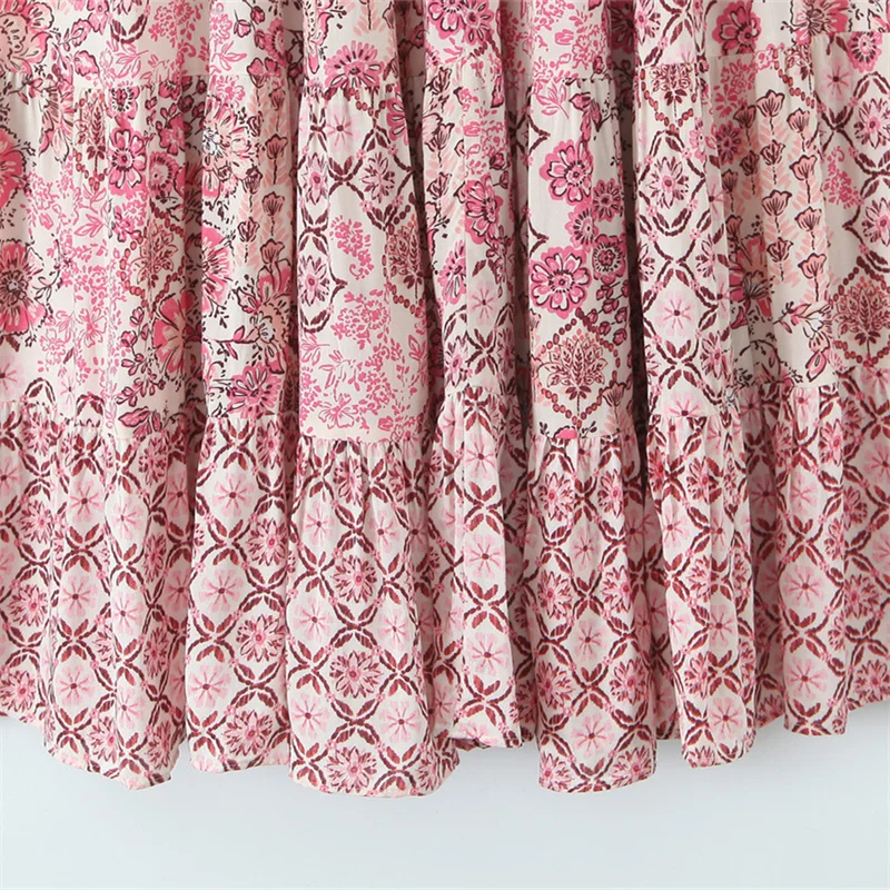 KEYANKETIAN 2025 lato nowy styl etniczny kwiatowy nadruk spódnica MIDI damska w pasie wąska linia do podłogi pół spódnica