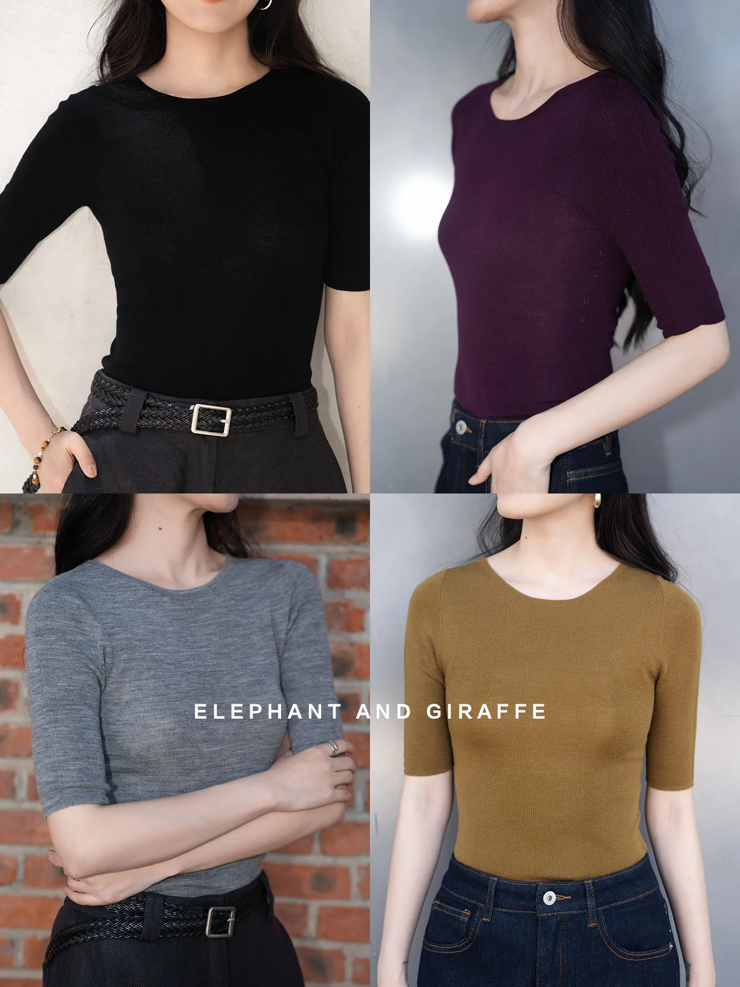 

Ele 60-Tead Merino Wool Lightweight ort-Sve Knitted T-irt Soft Elastic Classic Design for Women Summer Moisture-...