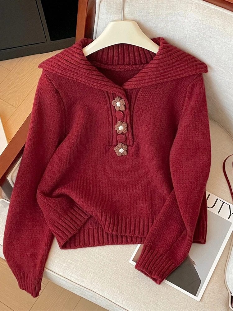 Women's Christmas Red Pullover Long Sleeve Sweater Harajuku Streetwear Aesthetic Y2k Knit Cashmere Sweater Vintage 2000s Clothes