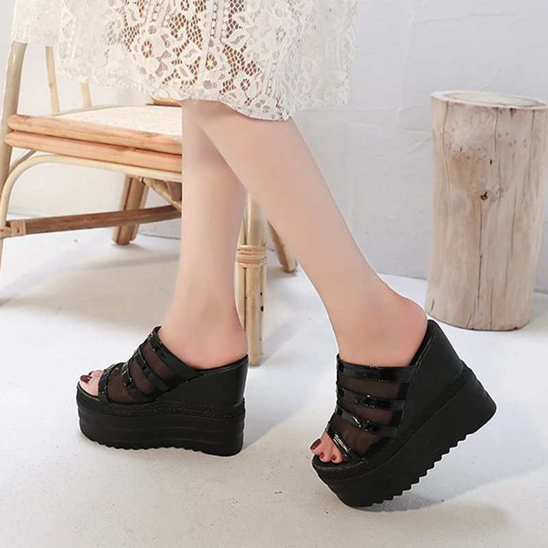 Wedge Sandals Women Summer Elegant High Platform Slippers Women Sandalias Mujer Solid High Heels Sandals 2025 Wedge Slippers