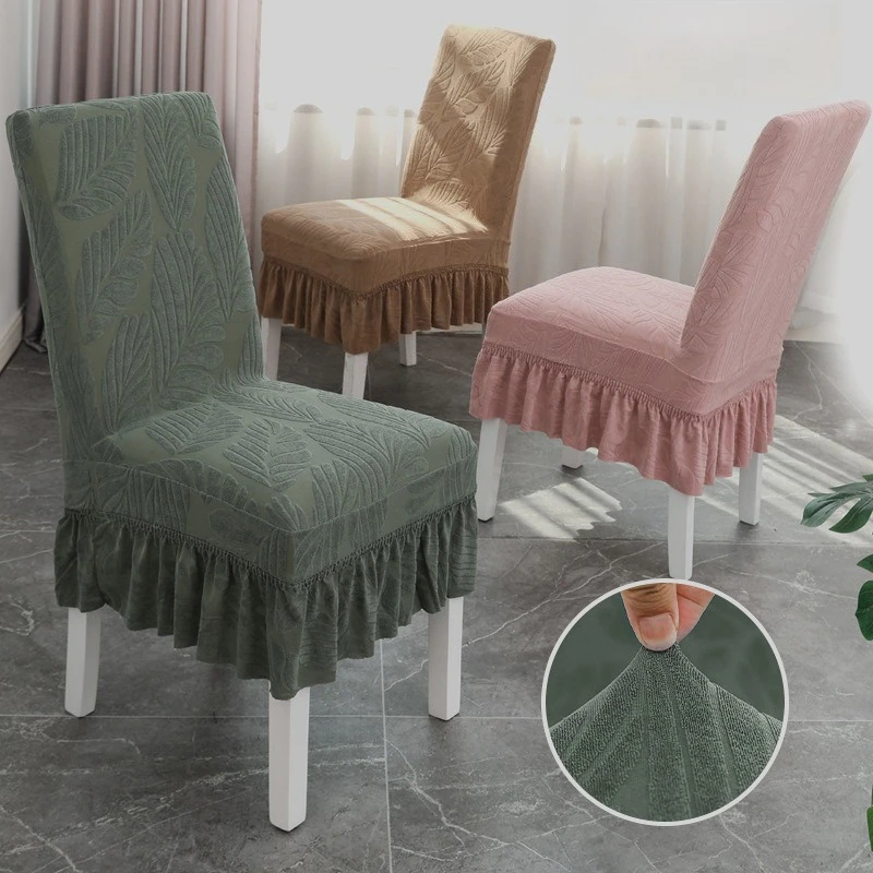 Elastic Skirt Chair Cover Integrated Chair Cover Thickened Anti Slip Chair Cover Dustproof Comfortable Restaurant Decorations