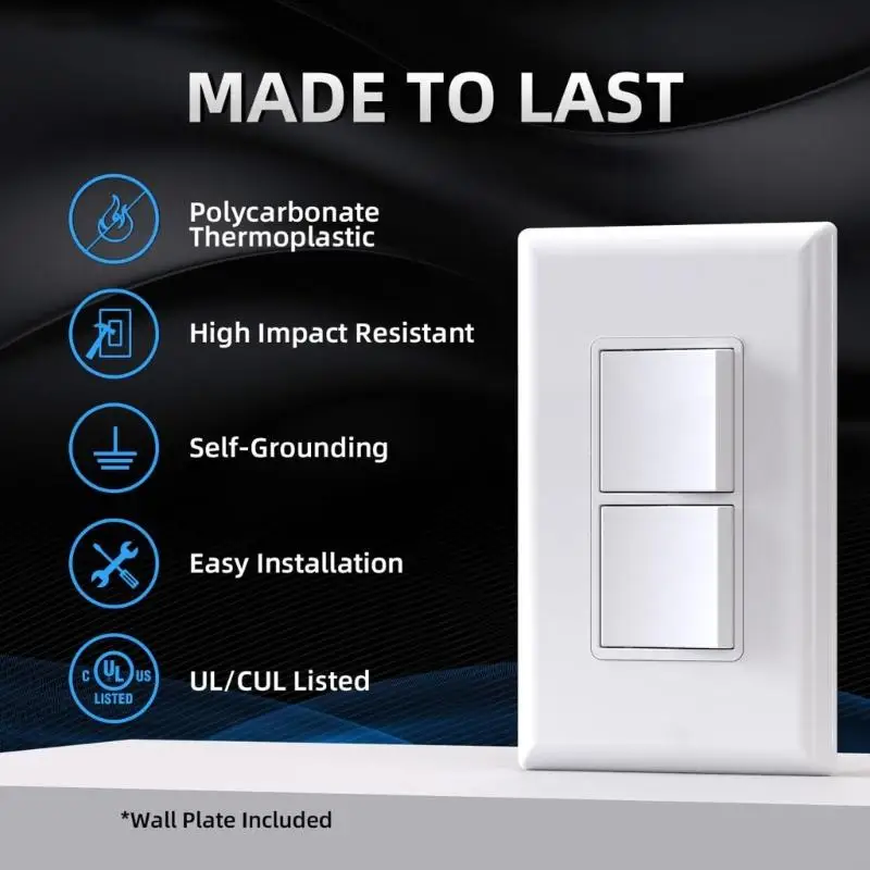 Single Poles 2 Toggles Light Switches Durability Two Way Toggles Switches With Standard Electrical Boxes Quickly Setups C7AC
