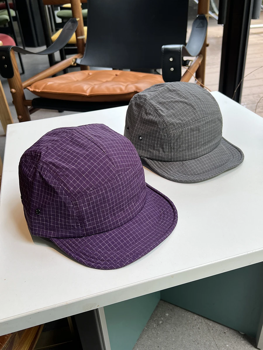 

Outdoor quick-drying sunscreen short-brimmed cap men's plaid fully sealed summer sun baseball cap women