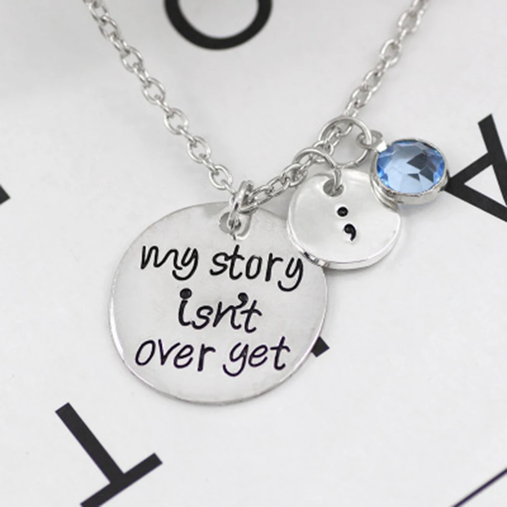 

Semicolon Silver Alloy Inspirational Jewelry For Encouragement Gift Birthday Graduation For Women Men Letters Alloy Necklace