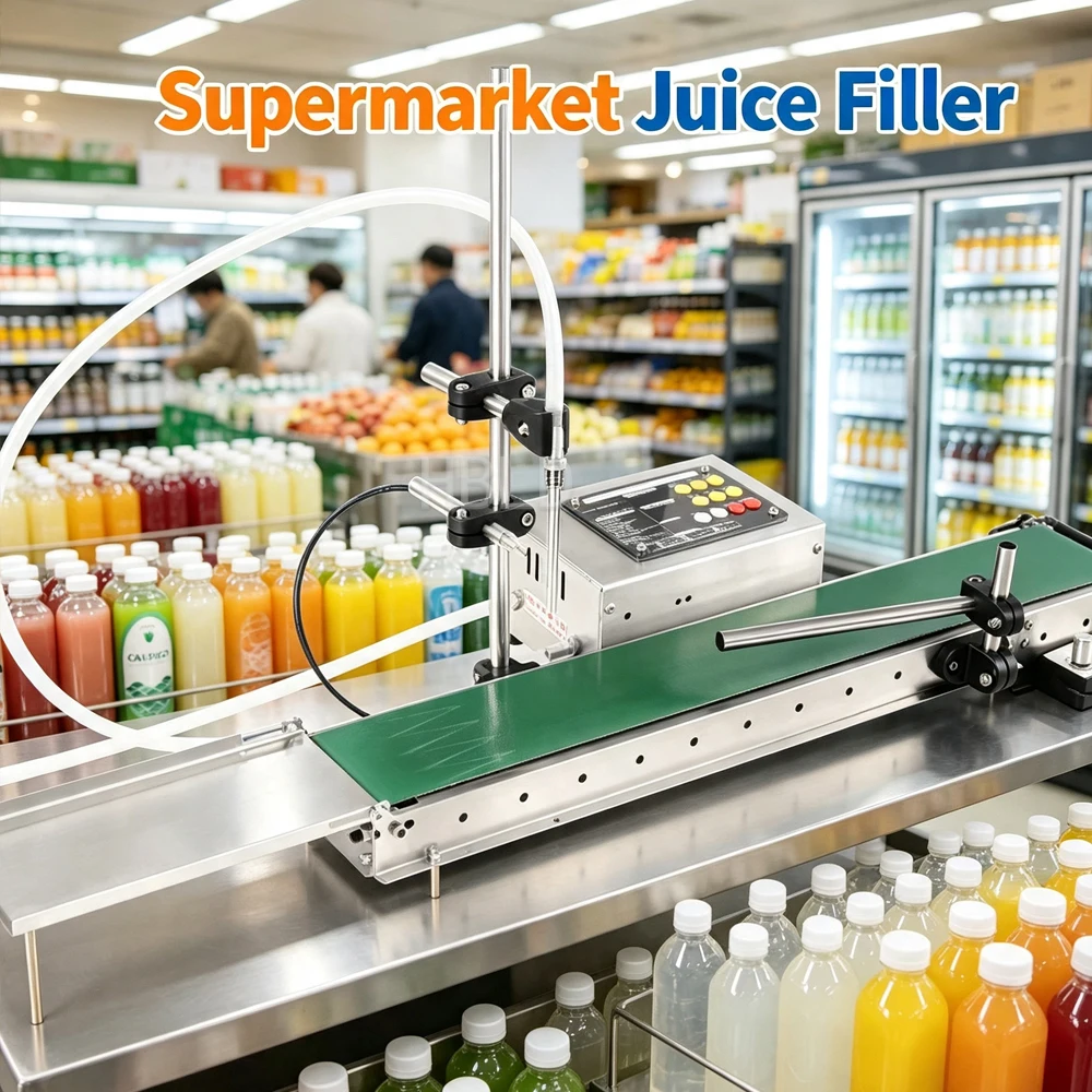 Conveyor Type Electric Liquid Bottler, 10-100mL Filling Range Automatic Filling Equipment for Cosmetic Oil Fruit Juice