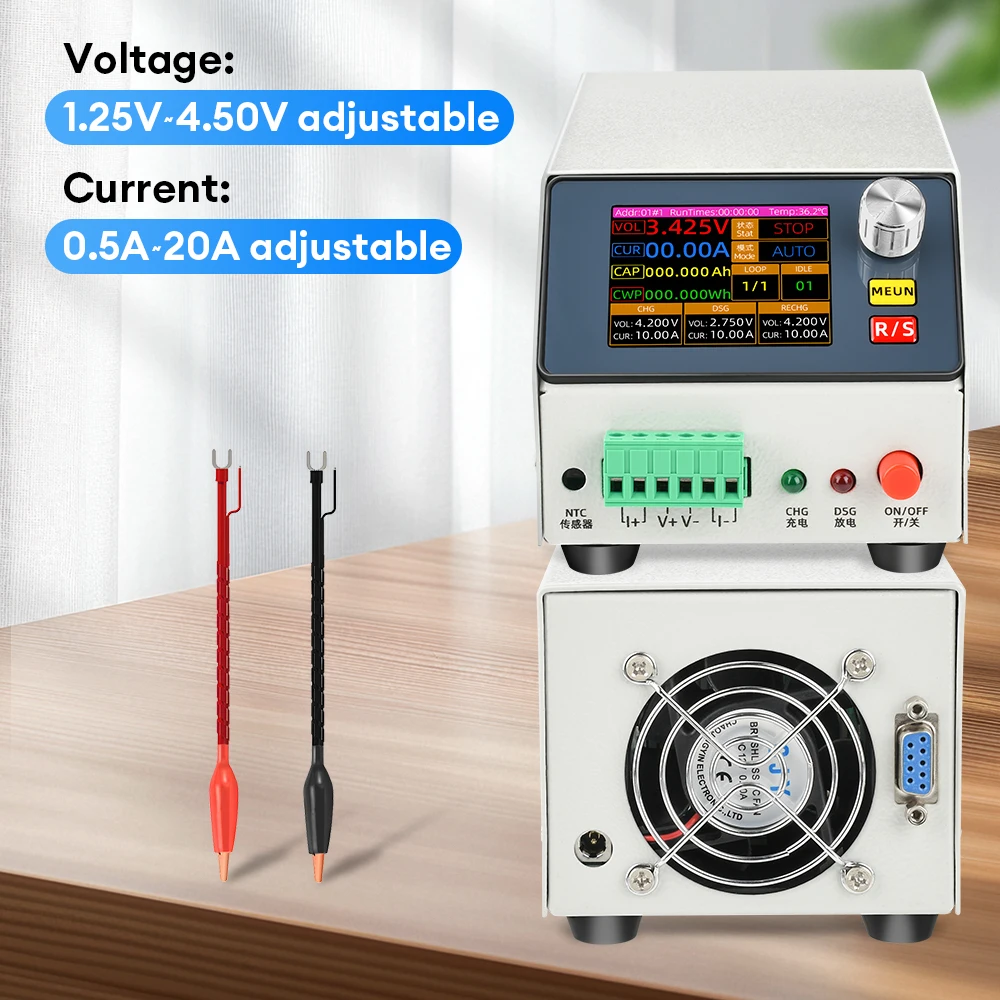 5V/12V Battery Capacity Tester DC CNC Electronic Load Tester 1-Channel Lithium Battery Charge&Discharge Capacity Measuring Meter