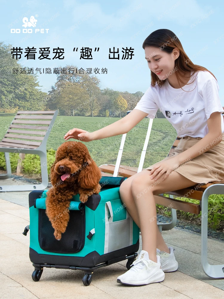 Pet Trolley Bag Large Cat Bag Portable Outdoor Luggage Cat Puppy Dog Anti-Stress Backpack