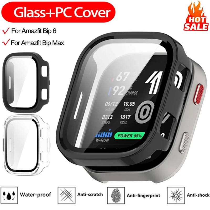HD Glass+PC Case For Amazfit Bip 6-Max Screen Protector Scratch-proof and bump-proof Shell For Amazfit Bip Max Anti-scratch Case