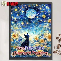 Cat 100% Fairy Dust Diy Diamond Painting Landscape Full quare Diamond Embroidery Cross Stitch AB Diamond Art Crystal Home Decor