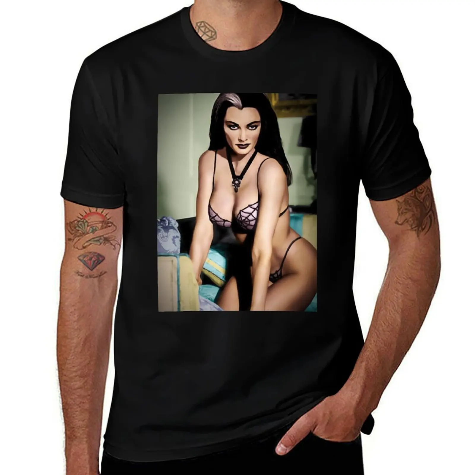 

Lily Munster Colorized by Franchi Torres T-Shirt cotton tshirt 100% funny t shirts man T-Shirt
