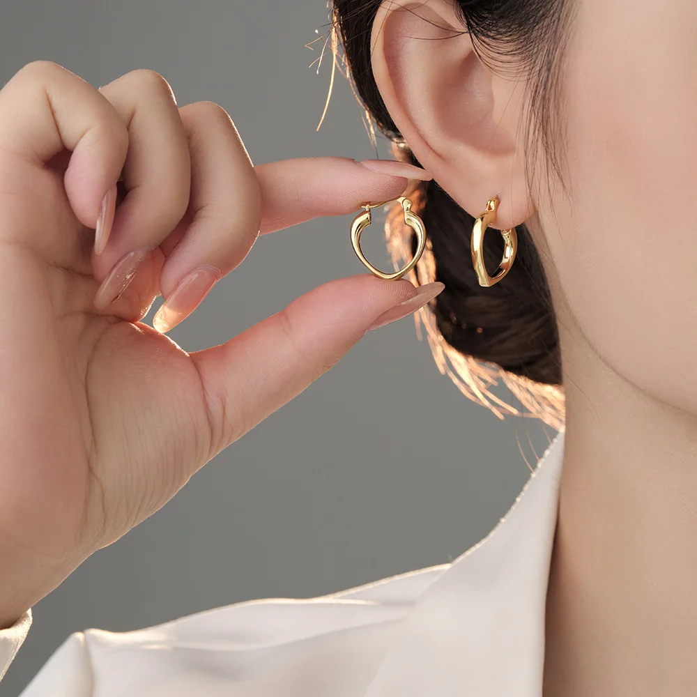 2026 Charms Double Heart Hoop Earrings For Women 100% Stamp 925 silver needle Cubic Zircon Earrings Elegant Birthday Jewelry Gif