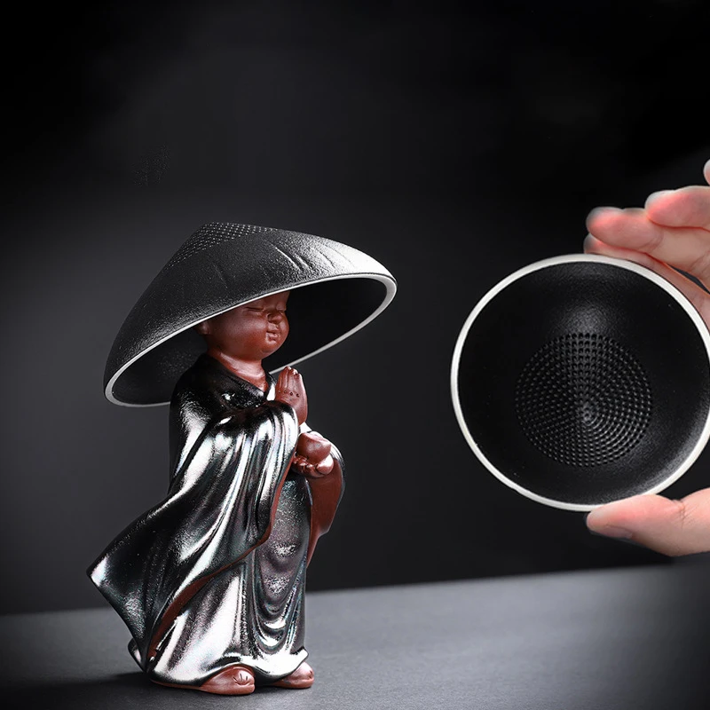 Ceramic Tea Strainer Filter Chinese Kongfu Porcelain Tea Filter Buddha Monk Support Holder Tea Pet Utensils Ceremony Set Gifts