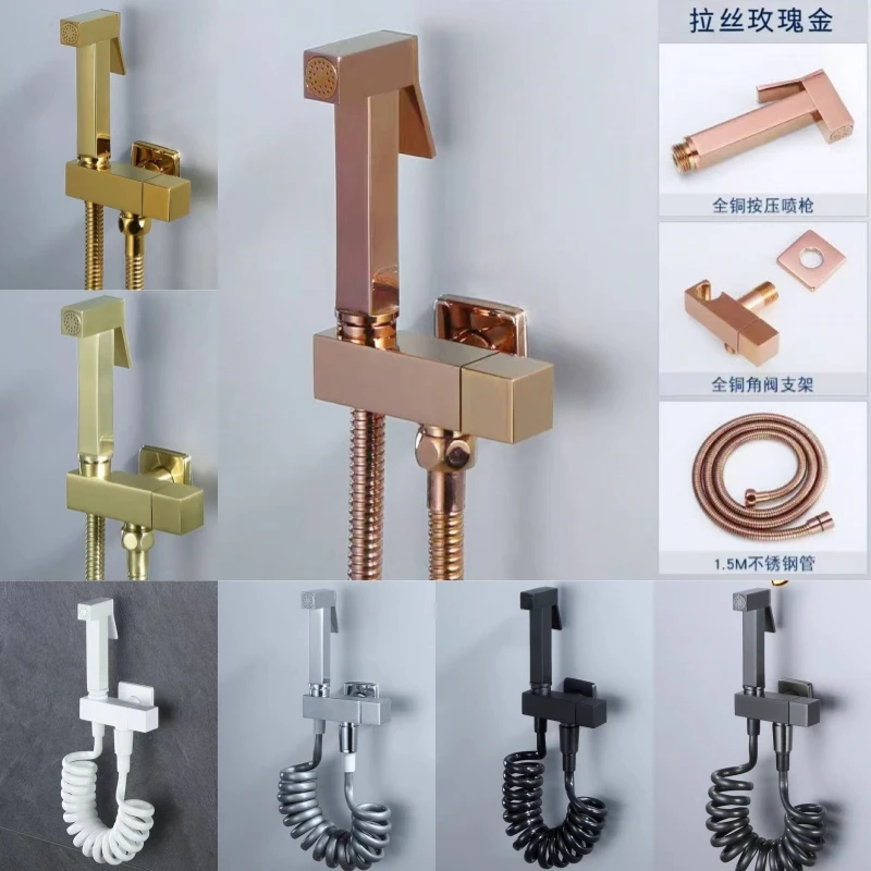 

Brass Bidet Faucet Gold/Gun Grey Handheld Toilet Bidet Sprayer Hygienic Set Shower Toilet Single Cold Water Tap Self Cleaning