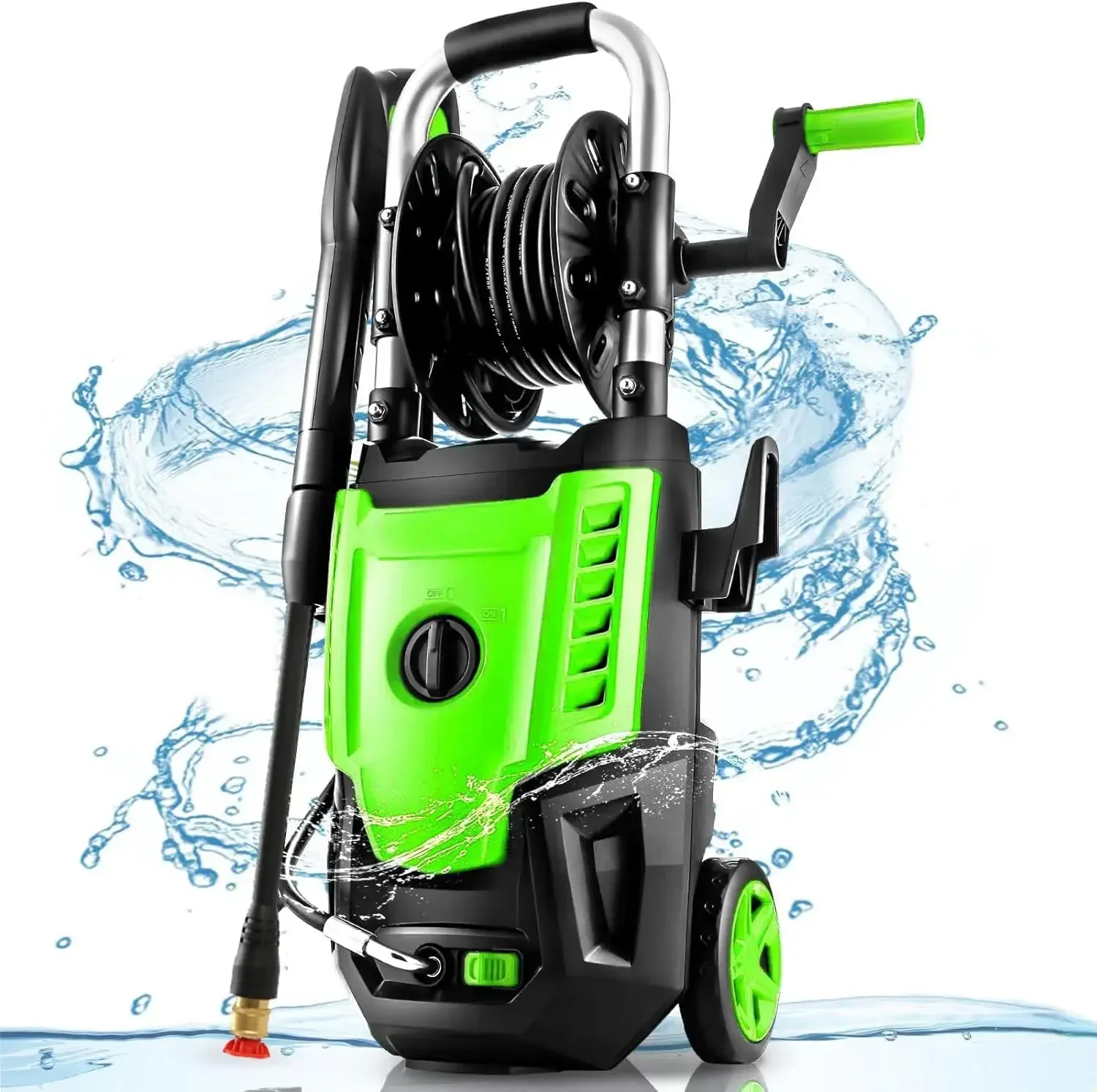 4200 PSI Electric Pressure Washer- 4.0 GPM High Power Washer with 33FT Hose Reel, 4 Spray Tips and Soap Bottle for Car Washing,