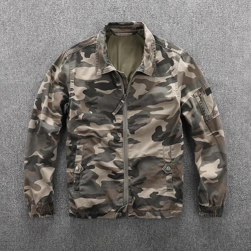 Boys Camo Jacket Plus Size Xxl Men Long Sleeve Zip Up Cotton Jacket Oversize Loose Coat Male Outerwear