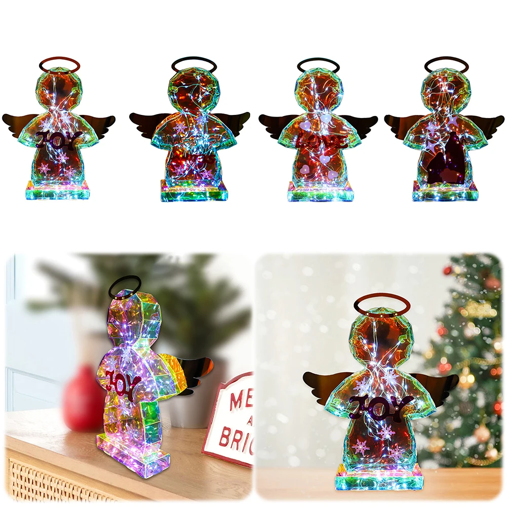 

Magical Glowing Angel Statue Iridescent Prismatic Angel Prismatic Iridescent Angel LED Light Party Gift Table Ornament