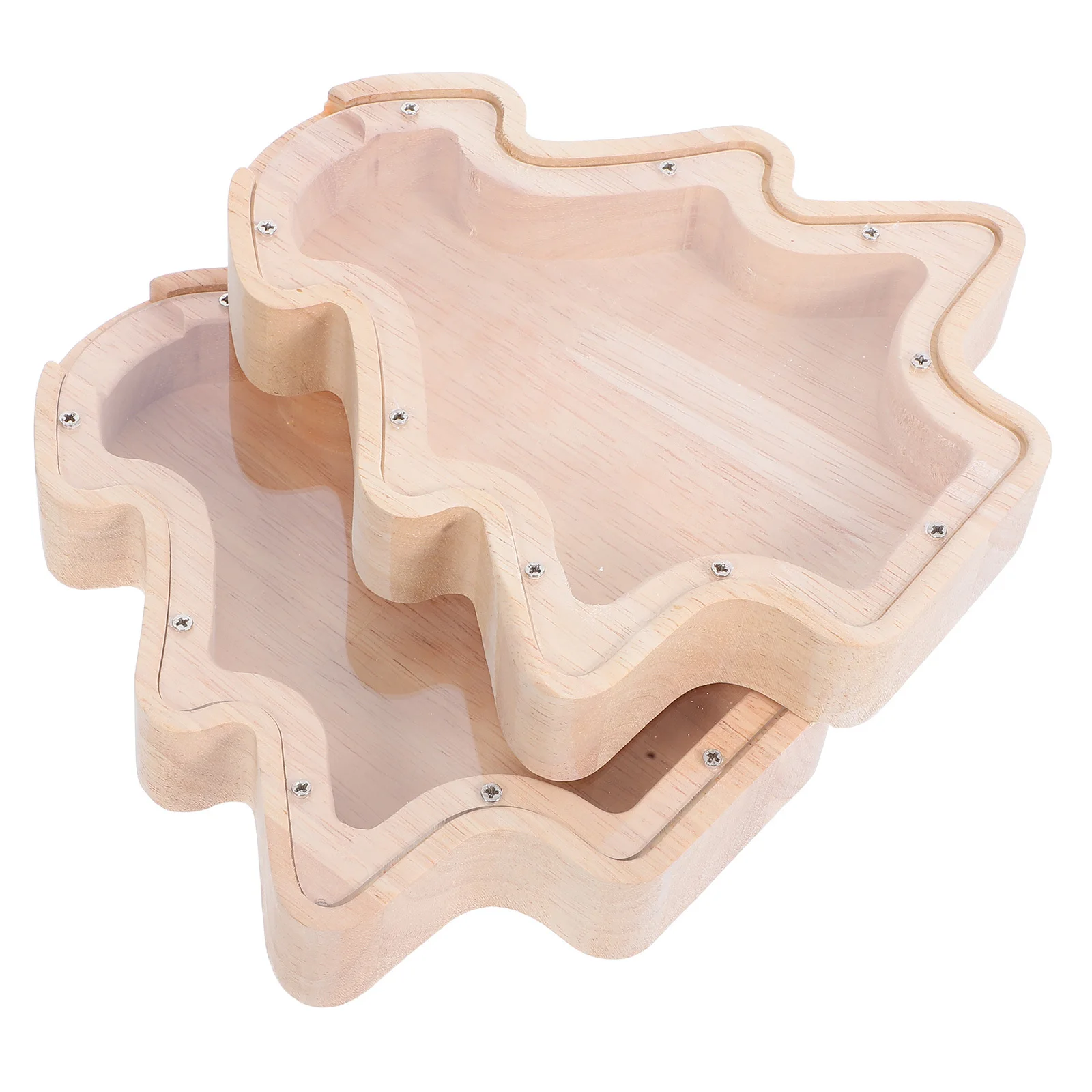 2個セット クリスマスツリー型貯金箱 木製 子供用貯金箱 コンパクトコインホルダー ホリデーパーティーの記念品やギフトに