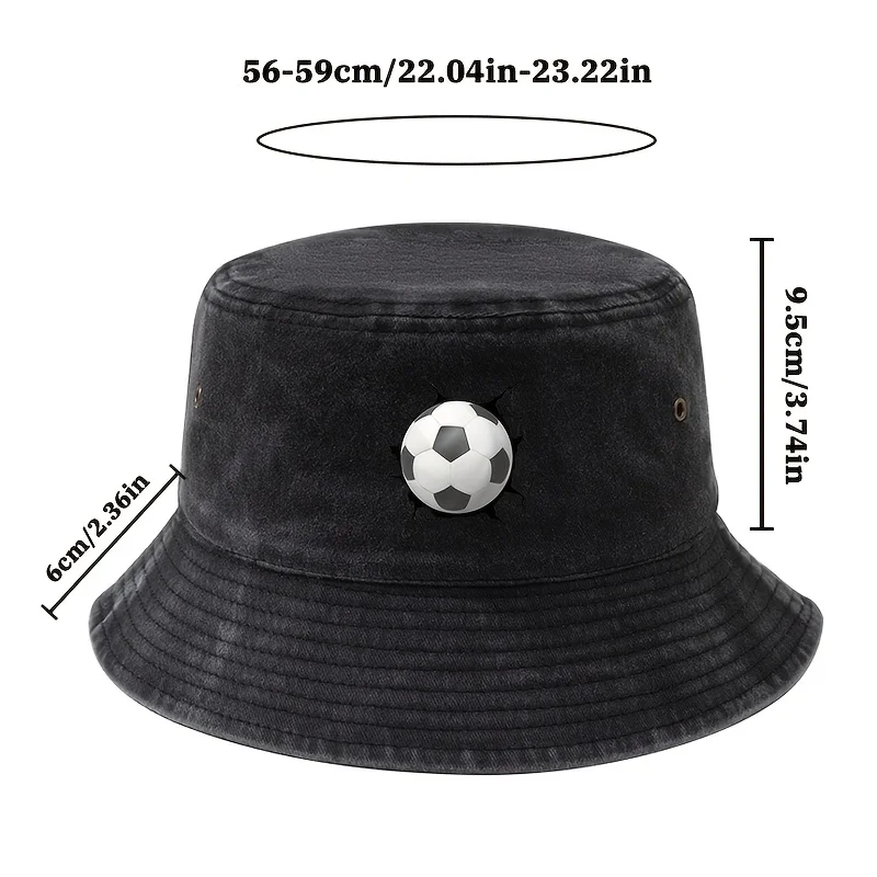 Unisex Fashion Versatile Printed Broken Wall Soccer Fisherman Hat, Outdoor Lightweight Bucket Hat, Truck Driver Fisherman Hat, S