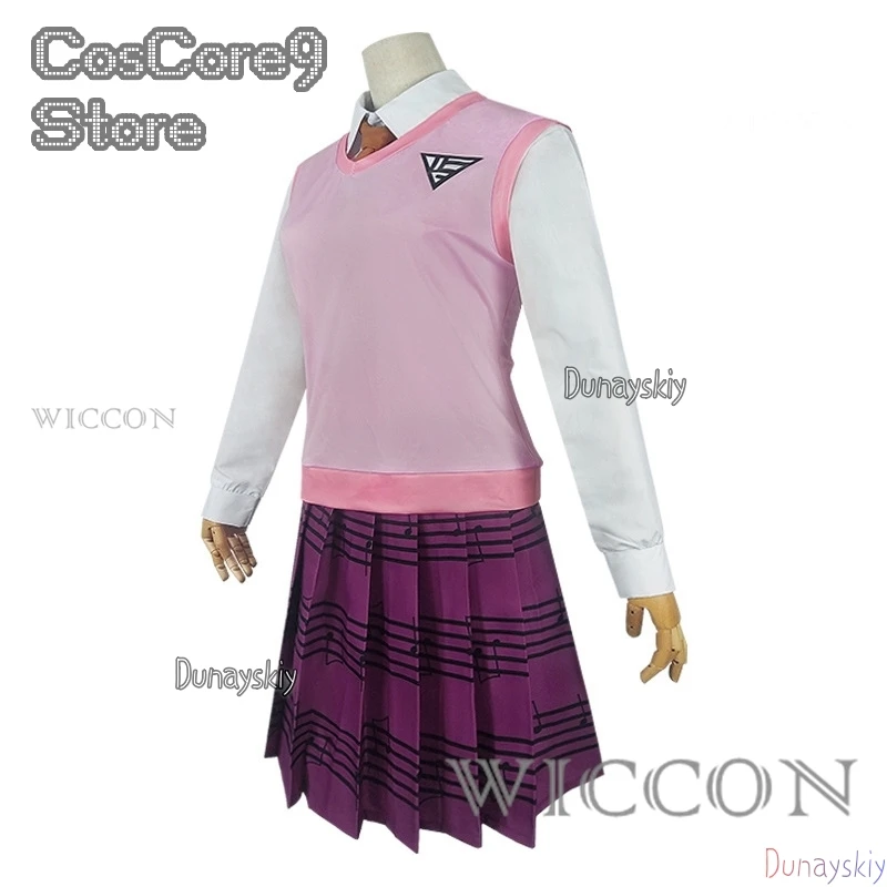 Anime Dangaronpa Kaede Akamatsu Cosplay Kostum Tank Top Short Skirt Pleated Skirt JK School Uniform Halloween Party Set