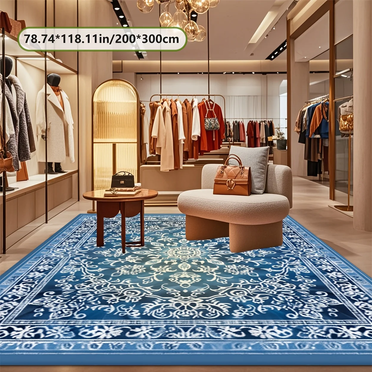 

[Luxury Carpet] Luxury Crystal Velvet 800g/m² Carpet | Non-Slip Dot Backing European Floral Pattern for Living Room, Bedroom, En