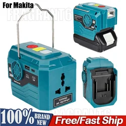 200W Power Inverter for Makita 18V Battery To AC 120V/220V,Portable Power Supply Inverter with LED Work Light,USB Type-C Output