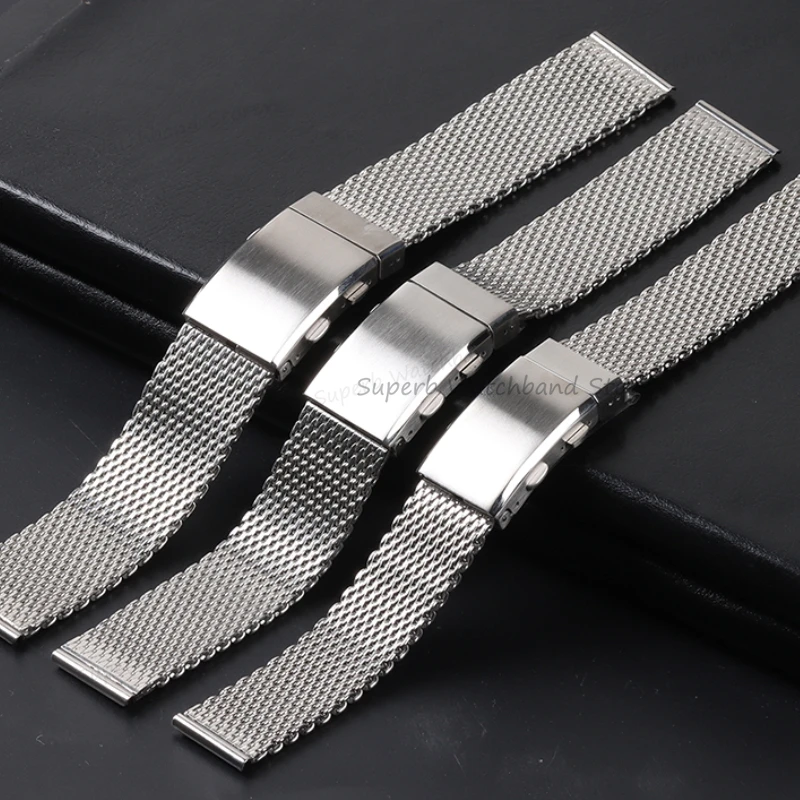 男性用ステンレススチールブレスレット,延長長,折りたたみ式バックル,ラグジュアリー,20mm, 22mm, 18mm,クイックリリース