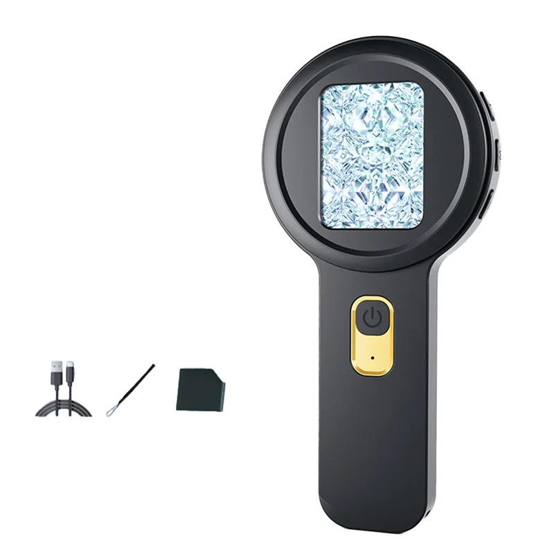 SB-High-Definition Digital Microscope Type-C Handheld Jewelry Magnifier Glass For Identification Maintenance Black