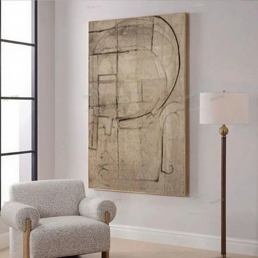 100% Handmade Abstract Blue Oil Paintings Wall Art Canvas Picture Morden Contour Map Poster For Living Room Porch Home Decor