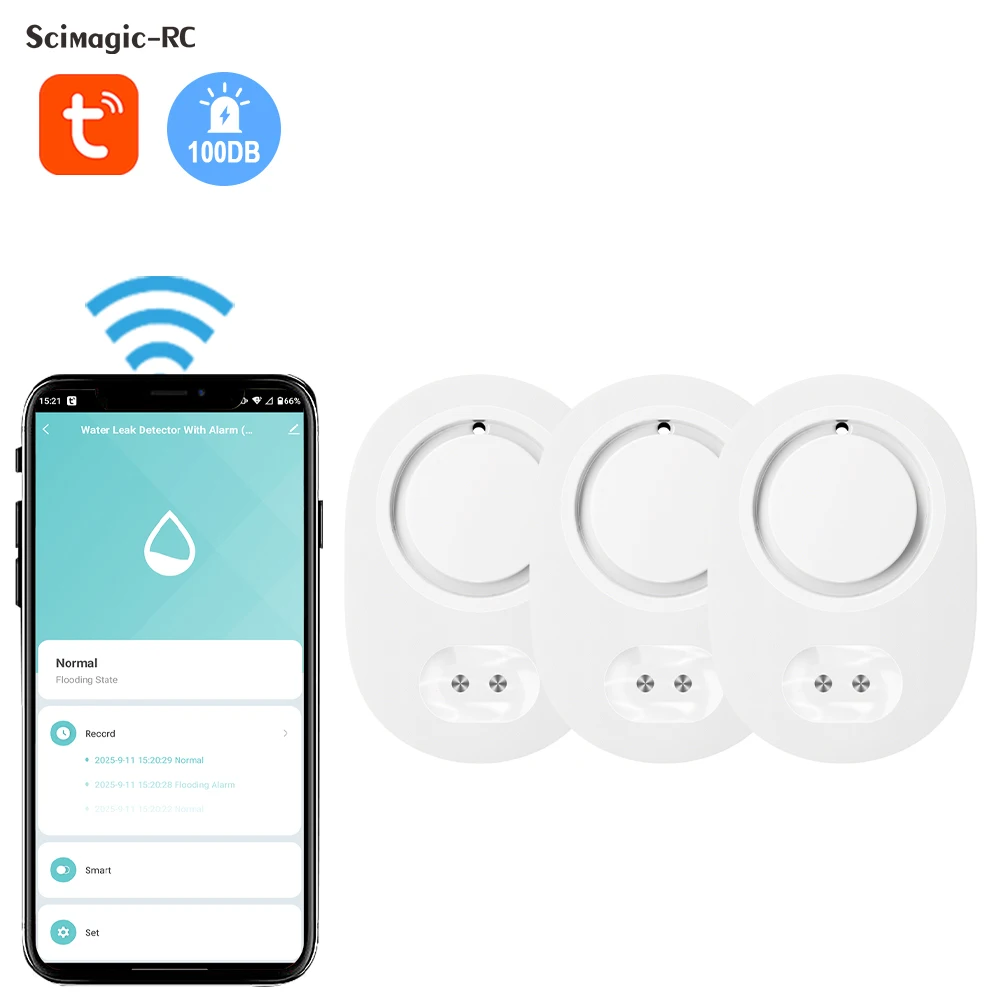 

Tuya Wi-Fi датчик погружения в воду умный датчик утечки жизни соединение воды 100 дБ приложение сигнализации удаленный мониторинг детектор утечки воды