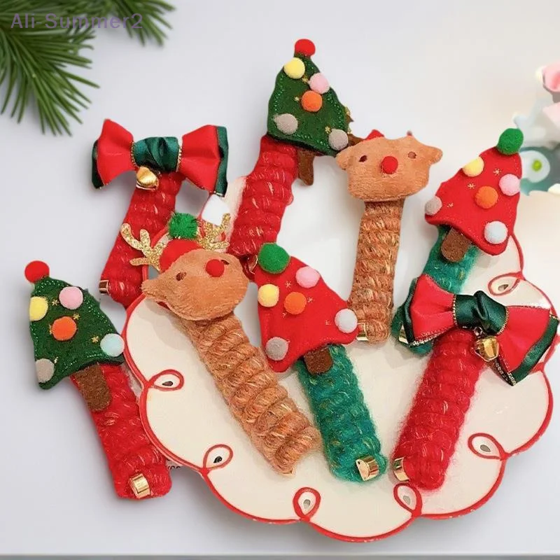 1/2 قطعة ربطات شعر حلزونية لعيد الميلاد للنساء | ربطات شعر مرنة على شكل ندفة الثلج، قفاز عيد الميلاد الملون، سحر قصب الحلوى | هوليدي جيف #6