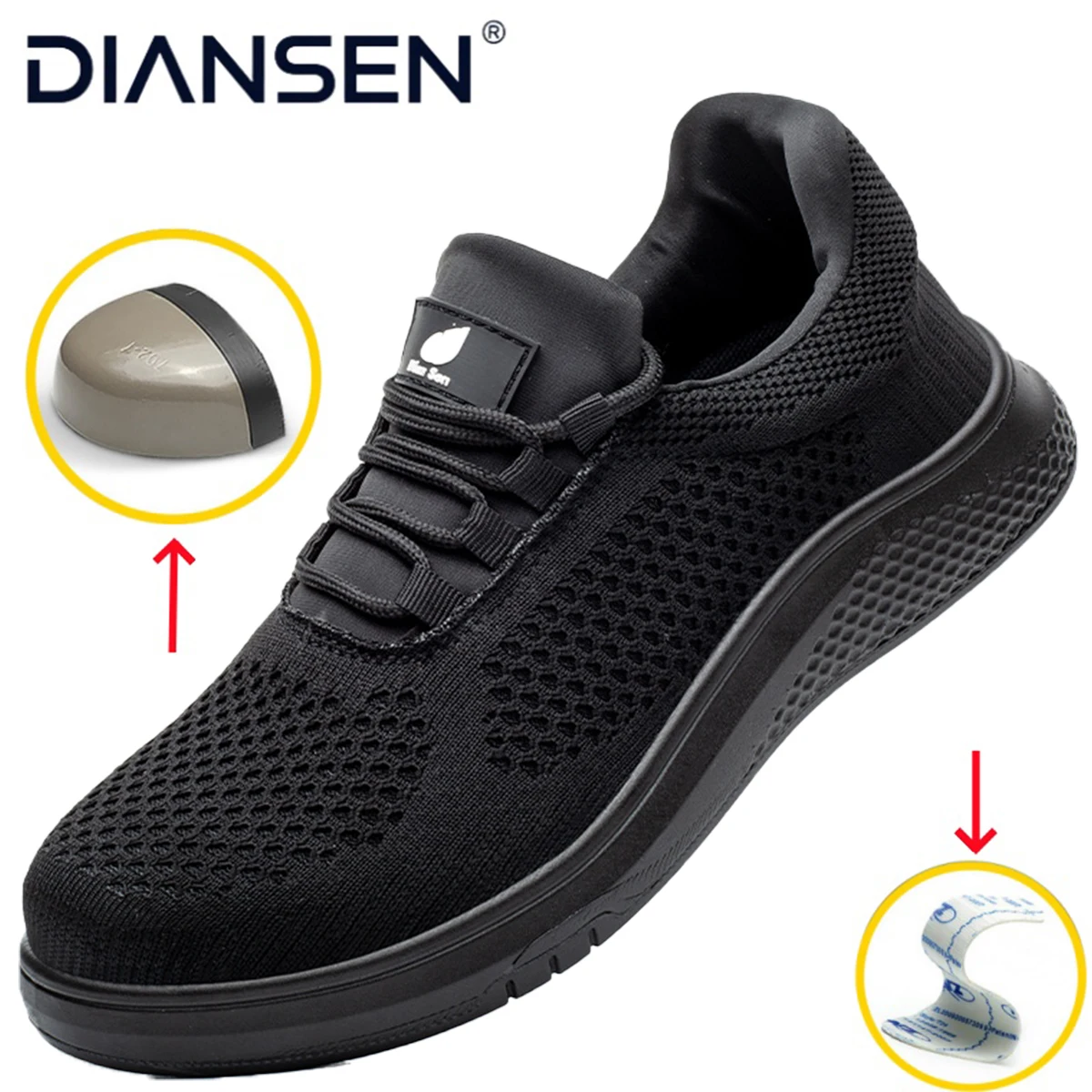 Men Lightweight Work Shoes Construction Security Protective Shoes Puncture-Resistant Work Boots Wear Resistant Work Safety Boots