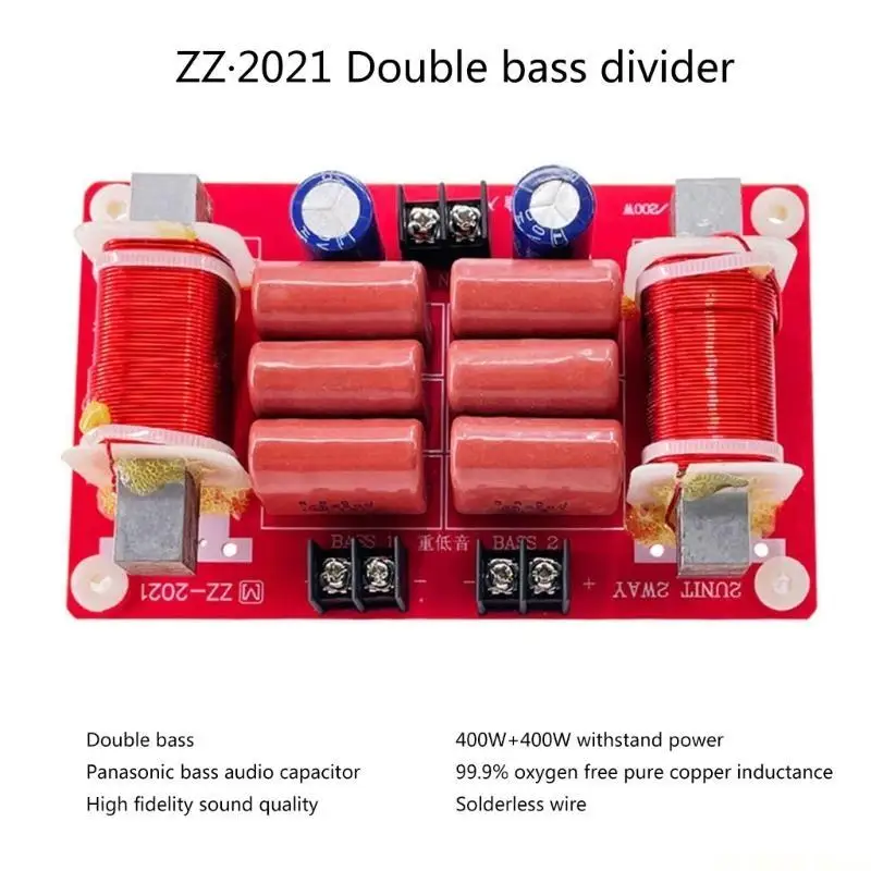 

E56B Innovative Subwoofer Splitters 2Way Crossover 400W+400W Sound Frequency Divider