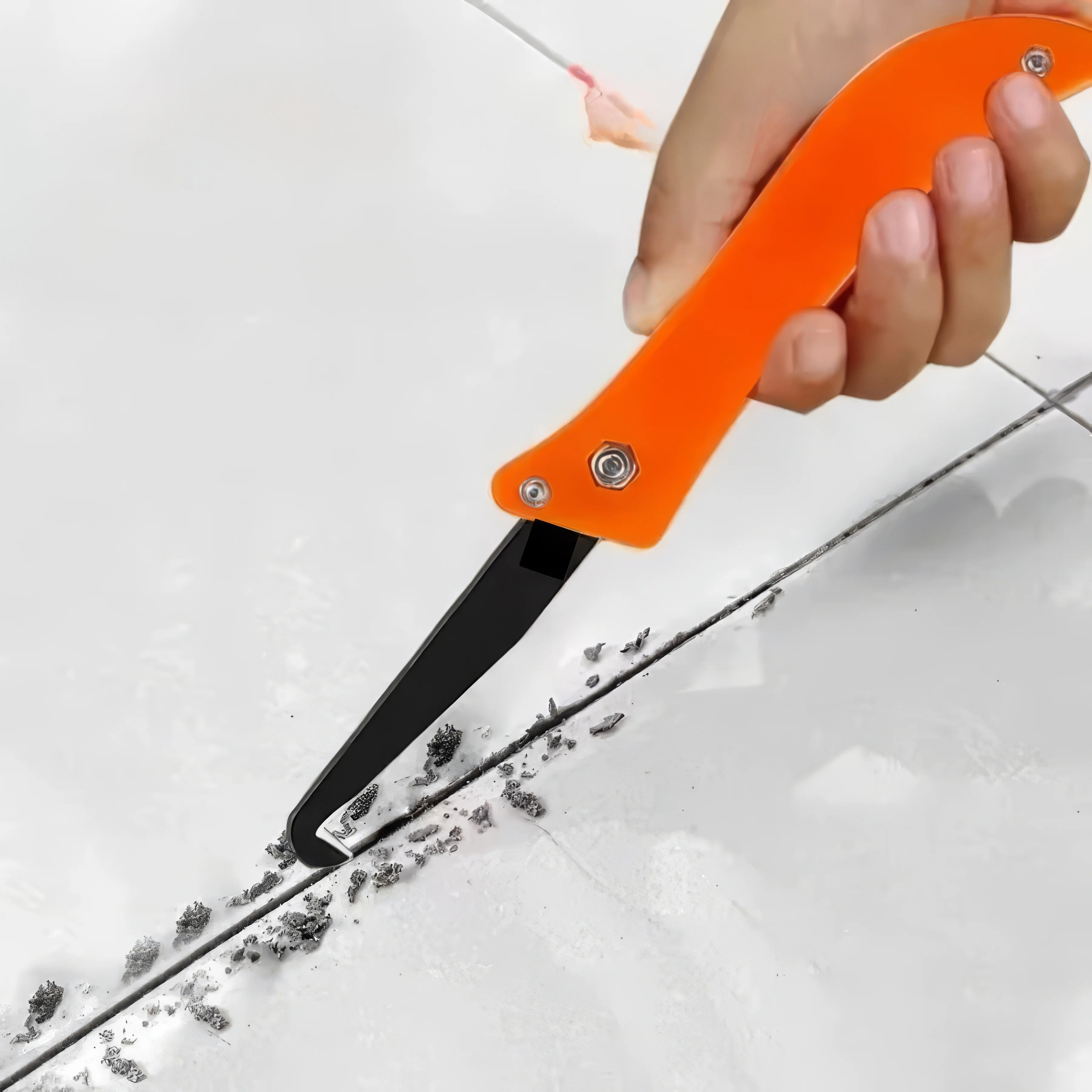 1 Piece Folding Hook Knife Orange, Tile Gap Cleaning Tool, Suitable for Kitchen, Bathroom, Bedroom Tiles