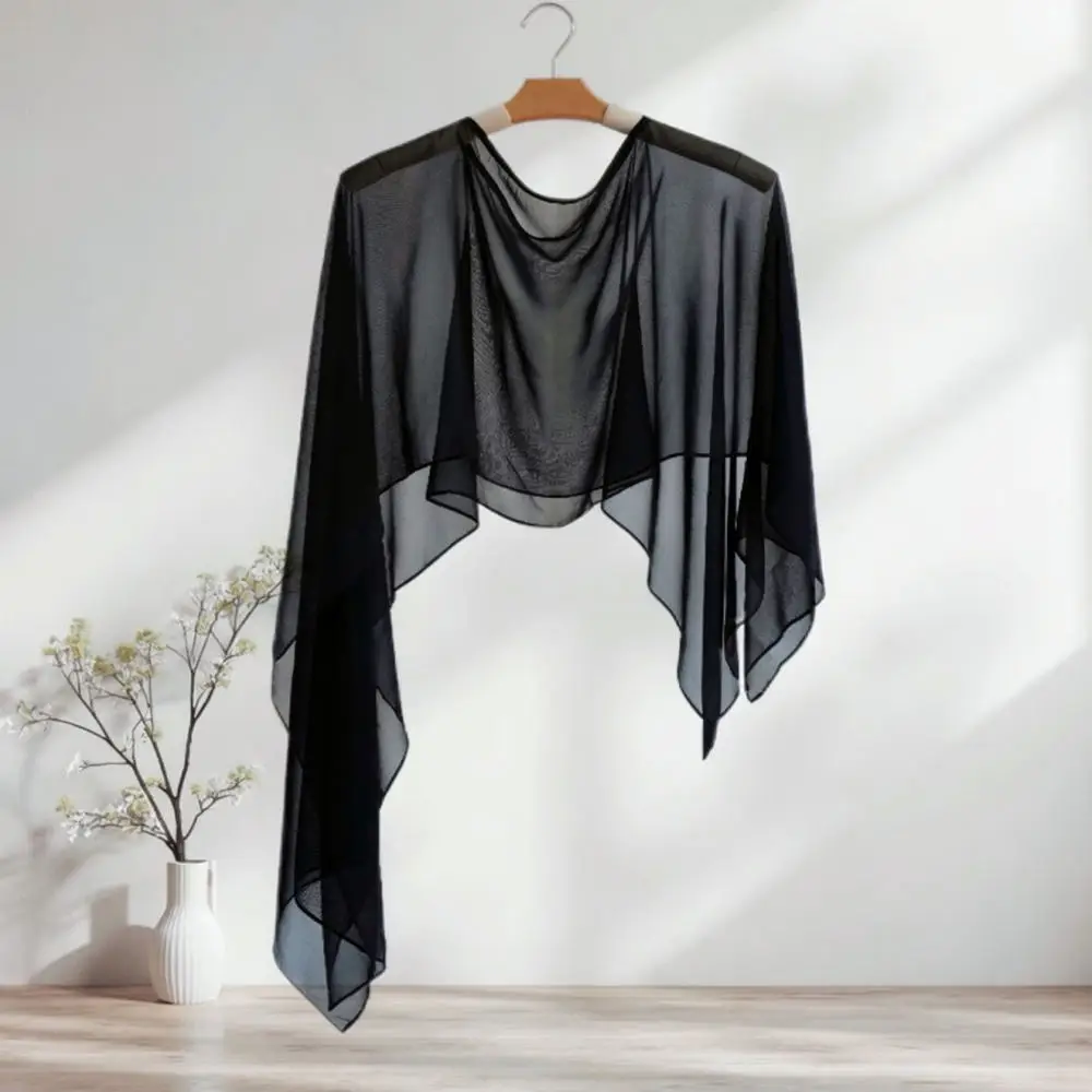 Fashion Decorative Shawl Women Summer French Style Irregular Sunscreen Cape Ice Silk Scarf Elegant Lightweight Airy Wrap
