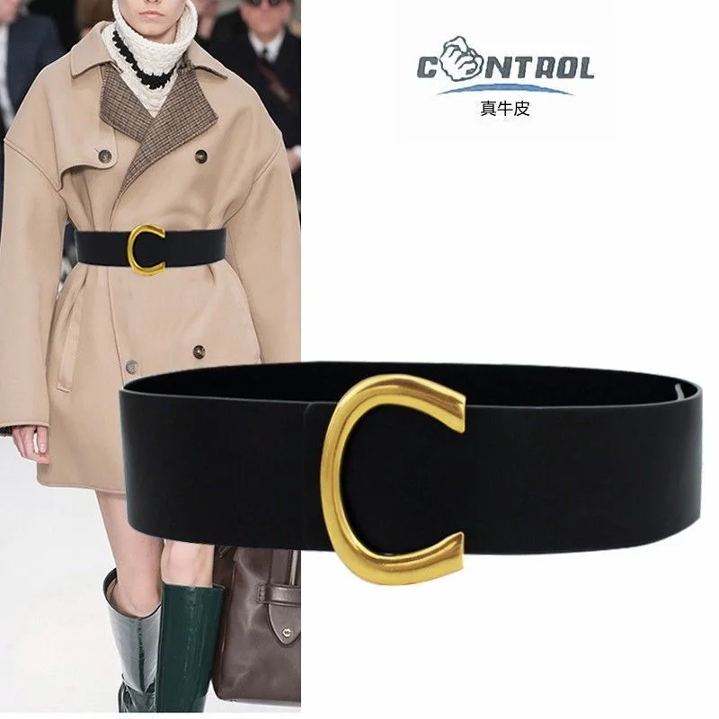 

Широкий пояс для женщин шириной 5,8 см, новый модный пояс с буквой C для платья