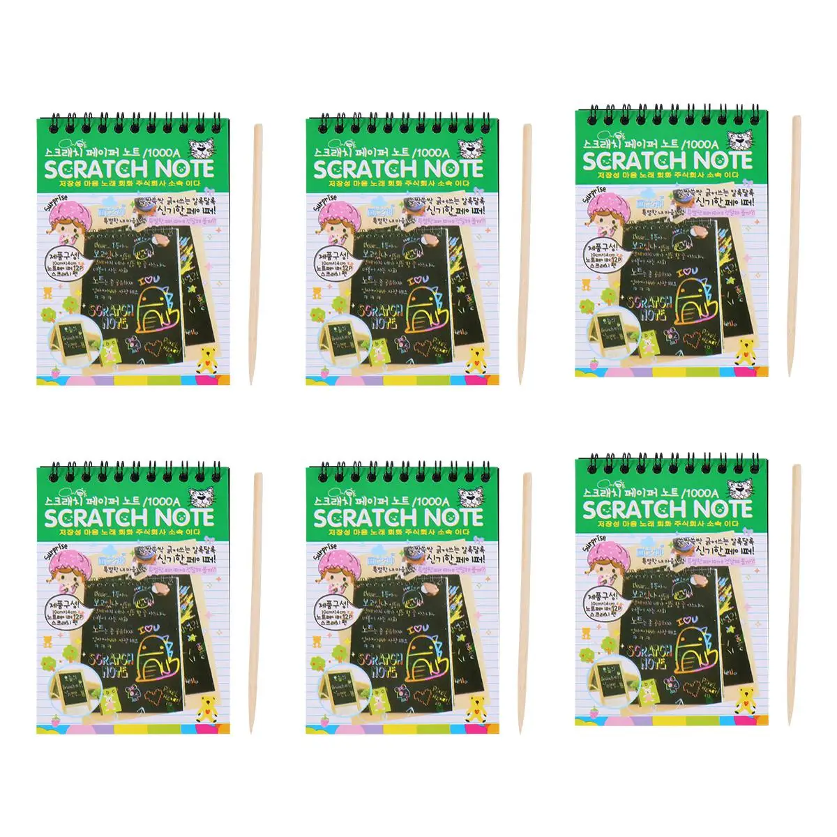

12PCS Scratch Picture Book Kids DIY Drawing Toys Coil Scratchpad For Notebook Graffiti Paper Creative Art Gift