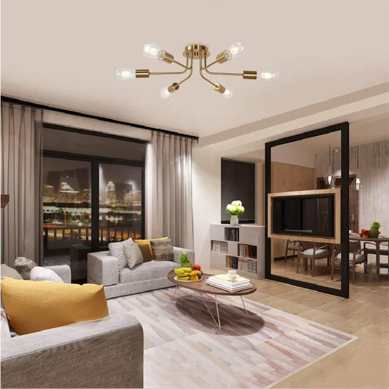 

XCLuuHY Modern Chandelier Sputnik Lamps Semi-embedded Ceiling Lamp Nordic Home Decoration Lighting Fixtures for Living Room